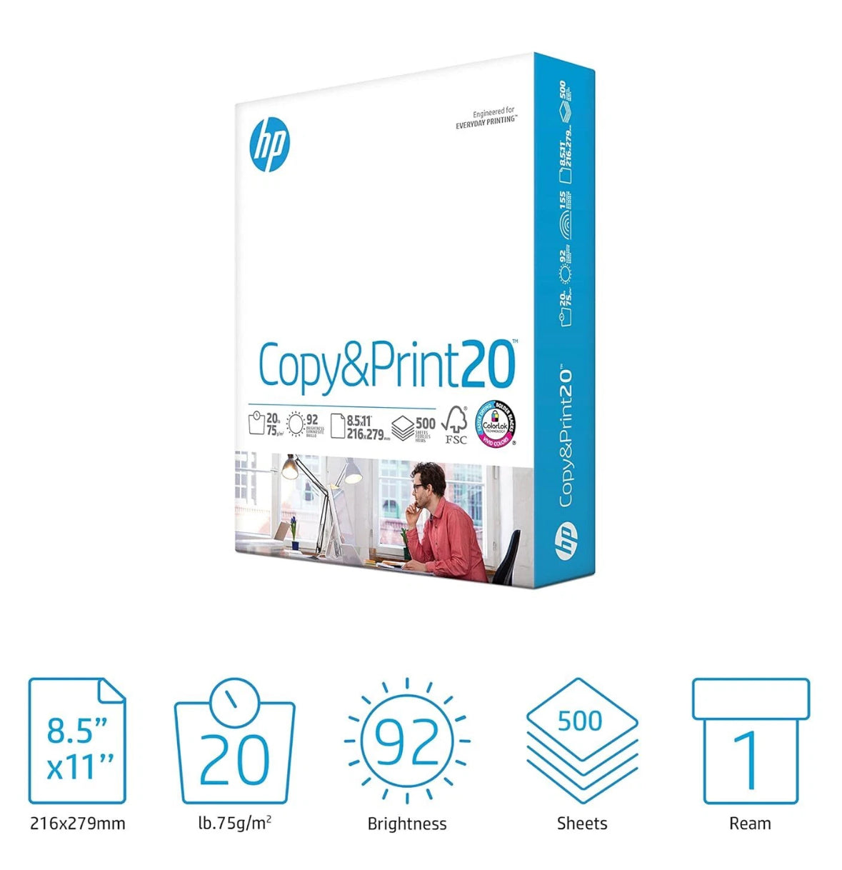 8.5x11 Printer Paper, A4, 40lb, 92 Bright, 500 Sheets, FSC Certified