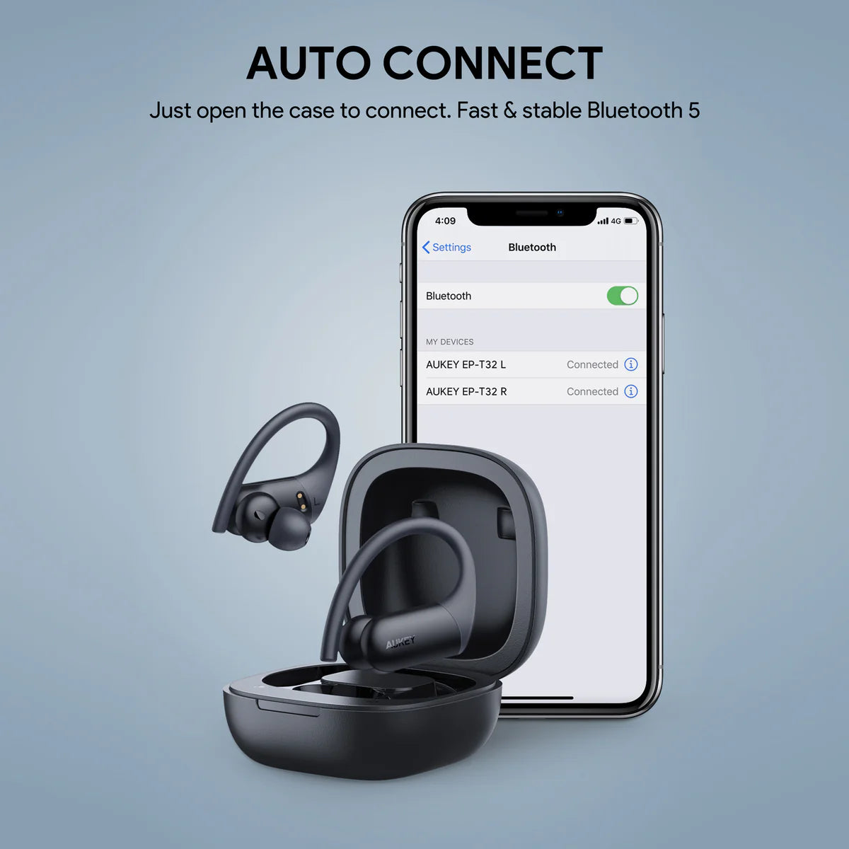 Aukey EP-T32 Wireless Earbuds Charging Elevation Over-Ear IPX8 With CVC 8.0
