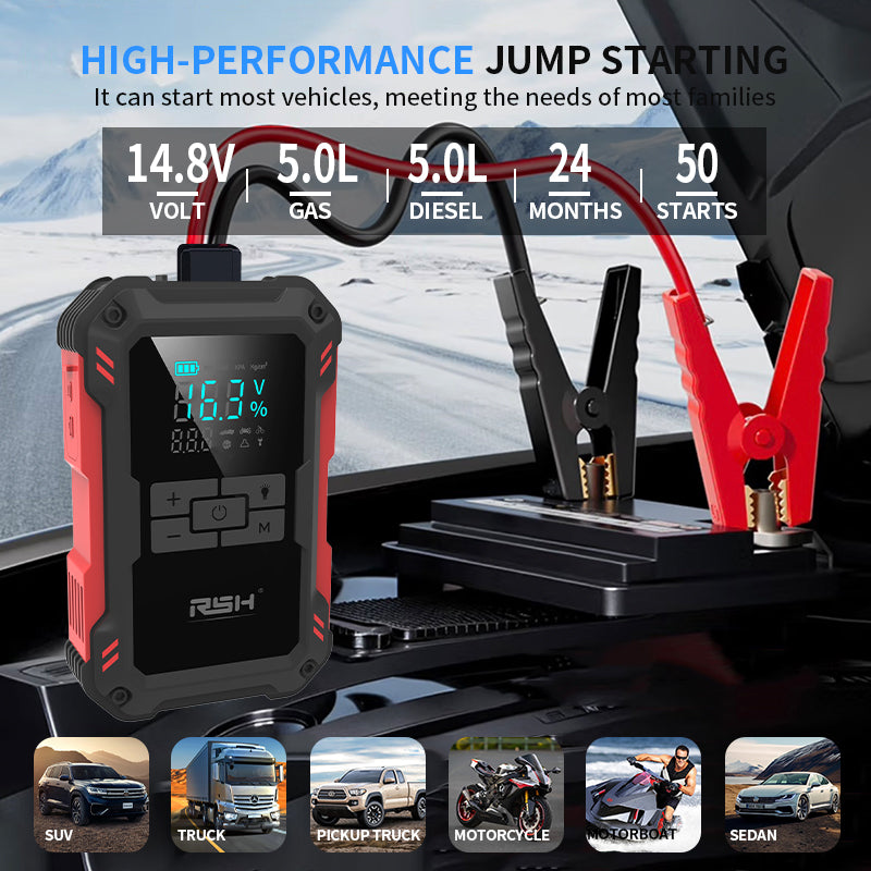 RSH Multi-Jump Starter Ultra safe jump starter with tire inflator JS800