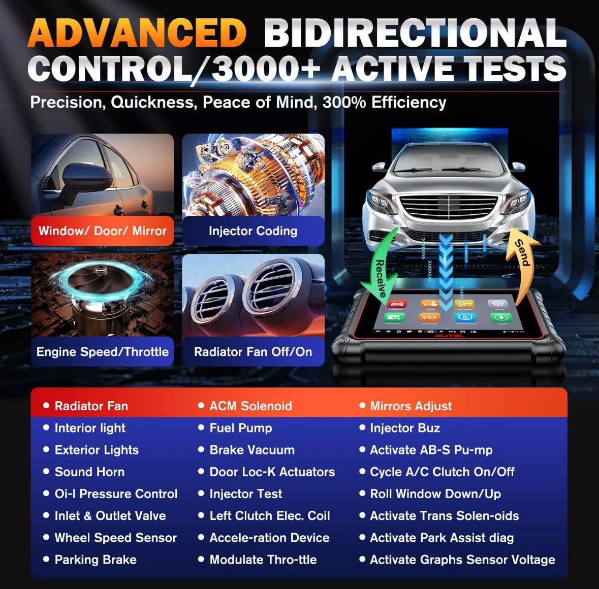Autel MaxiCOM MK900BT PRO Full System Bidirectional OBD2 Scanner Tool & 1 Year Free Update