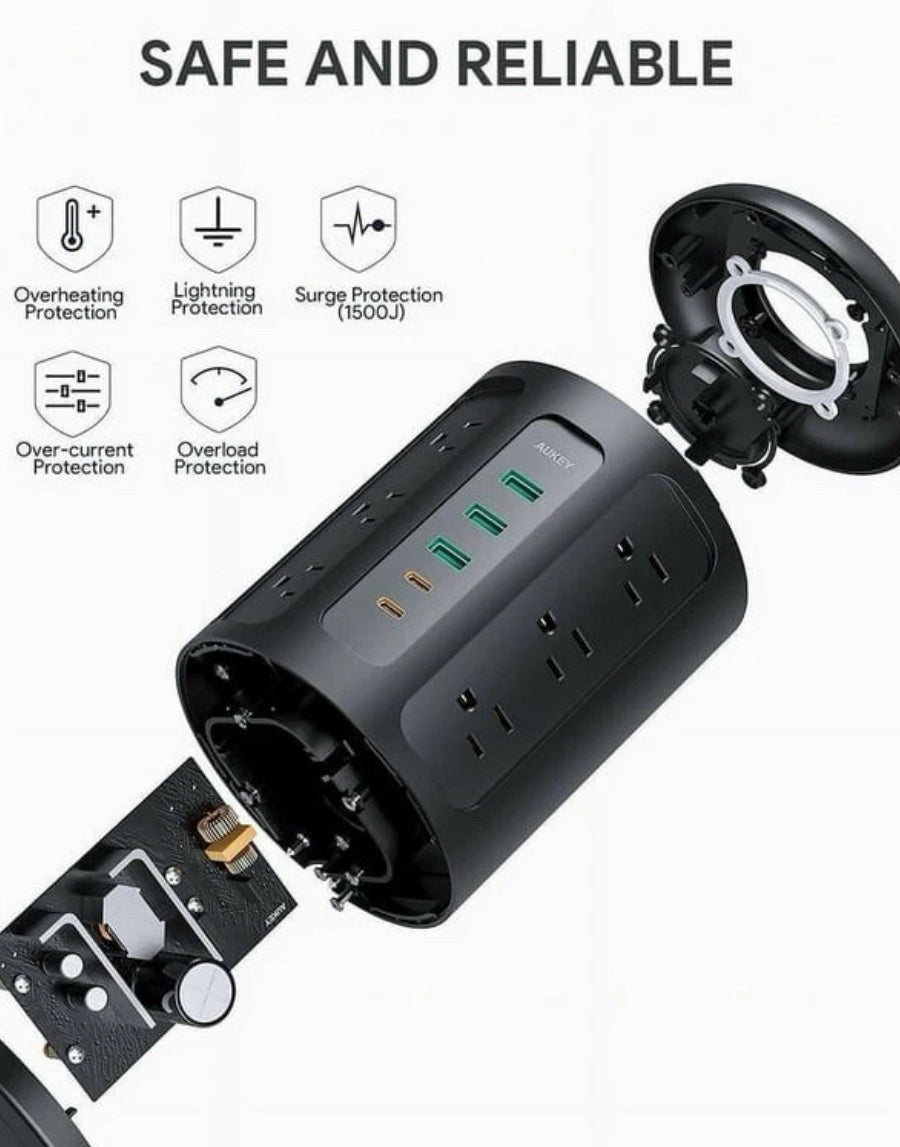 AUKEY PowerHub XL 12 Socket Power Hub AC USB USB-C Surge Protector PA-S24