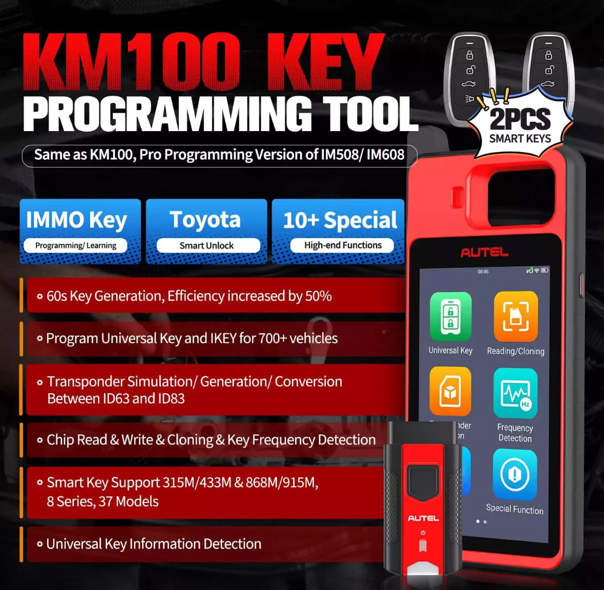 Autel MaxiIM KM100X KM100E Auto VIN IMMO Key Programming Diagnostic Scanner Tool