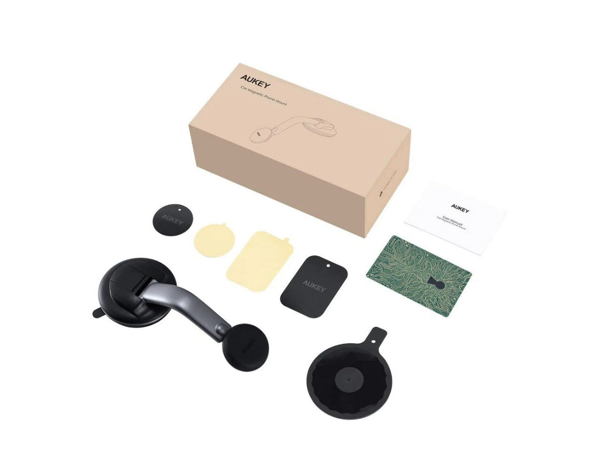 Aukey Phone Holder for Car, [ Powerful Magnets & Military-Grade Suction] Car Phone Holder Mount Dashboard Windshield Cell Phone Holder Phone Stand for Car iPhone Android Automobile Cradle