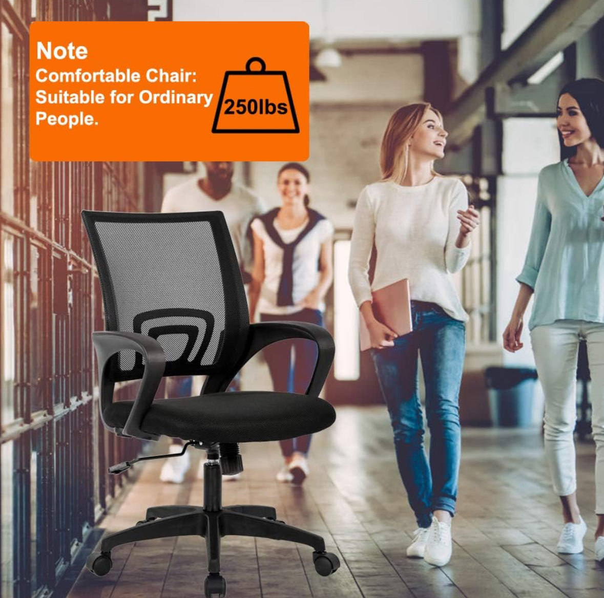 Home Office Chair Ergonomic Desk Chair Mesh Computer Chair with Lumbar Support Armrest Executive Rolling Swivel Adjustable Mid Back Task Chair for Women Adults