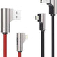 AUKEY Lightning to USB-A Right Angle Fast Charging Cables (6.6' Black + 6.6' Red Braided Mixed - 2pk) CB-AL01 - Black/Red
