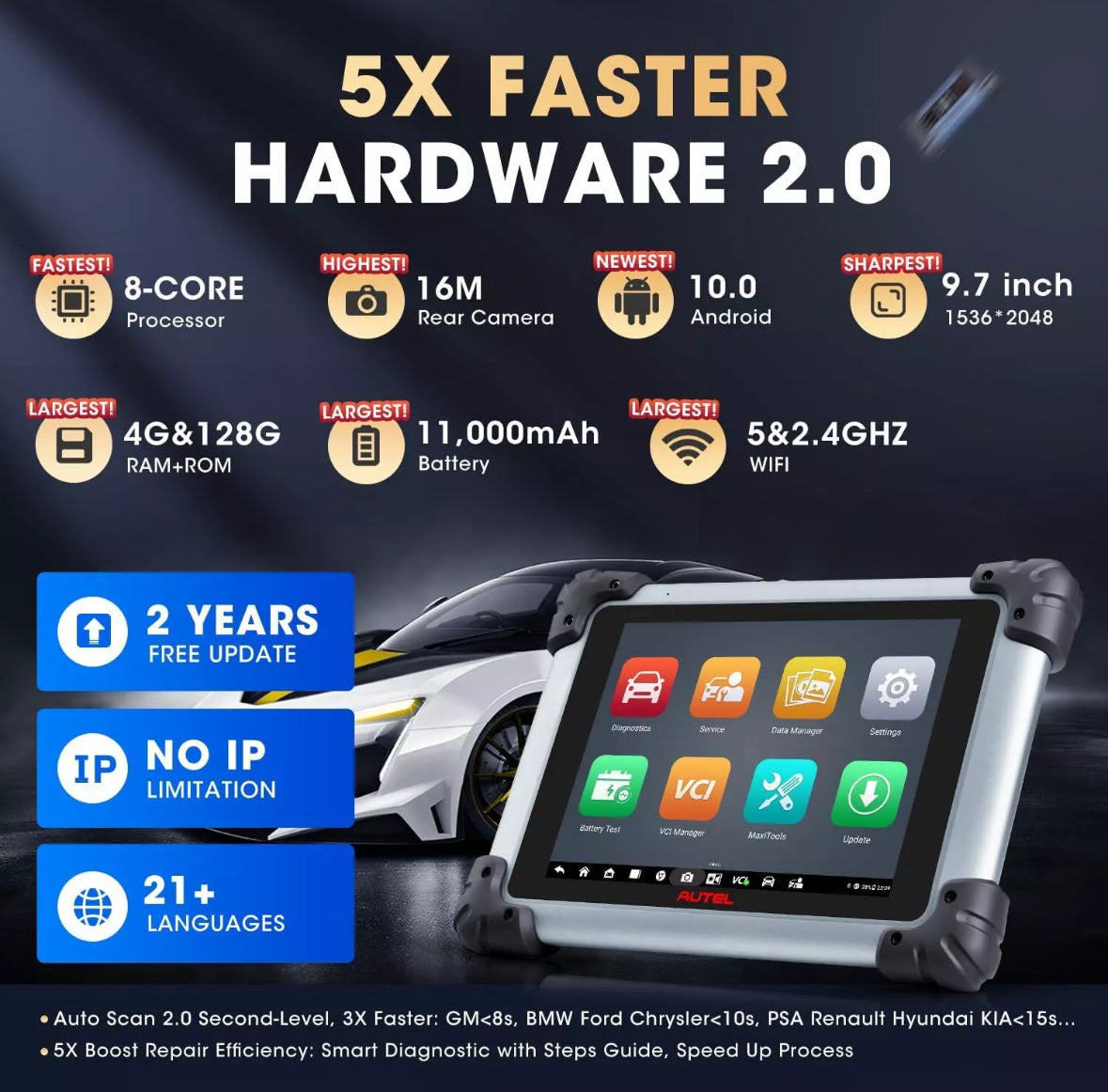 Autel MaxiSys Elite II Pro ULTRA Programming Key Coding Car Diagnostic Scanner，2 Years Free Update