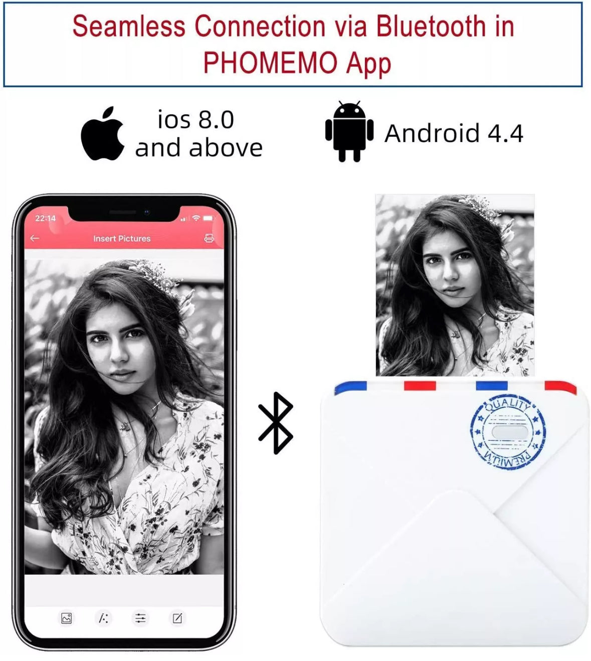 Phomemo M02S Mobile Mini Bluetooth Pocket Printer Compatible with iOS & Android