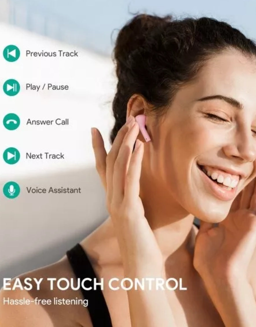 AUKEY True Wireless Earbuds, Bluetooth 5 Headphones with Immersive Sound, 30-Hours Playtime, USB C Quick Charge, IPX6 Water-Resistant, Noise Cancelling Mics Earphones for iPhone and Android