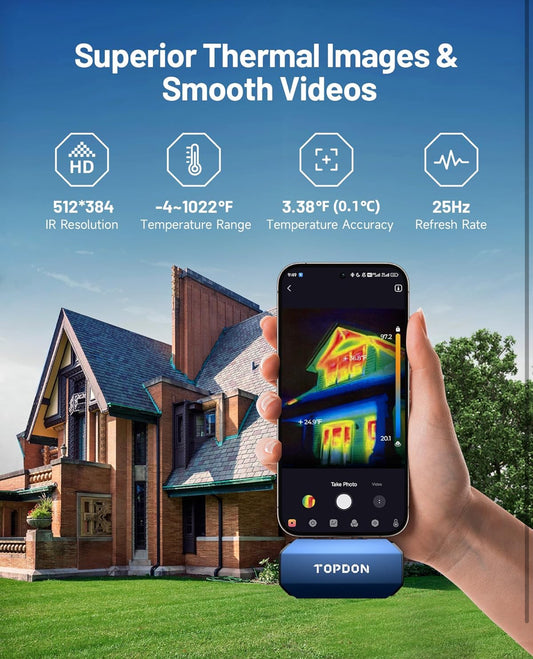 TOPDON TC001 Thermal Camera for Android, Super IR 512x384 High Resolution, Thermal Imaging Camera, Thermal Imager - Optimized Temperature Accuracy, Works for Smartphones and Tablets & PC(not for iOS)