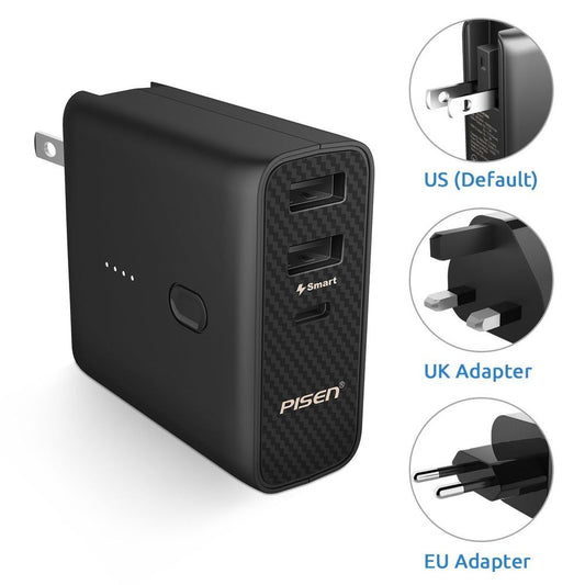 PISEN PowerCombo AC5000 Portable Charger, External Battery, USB 2 Outputs, You Save Time, Use the Stylish Mobile Phone Design, Tablet PC Powerbank
