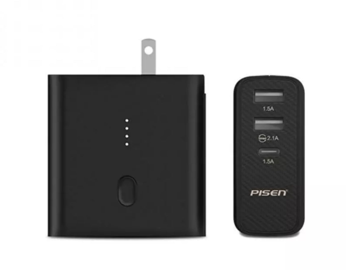 PISEN PowerCombo AC5000 Portable Charger, External Battery, USB 2 Outputs, You Save Time, Use the Stylish Mobile Phone Design, Tablet PC Powerbank
