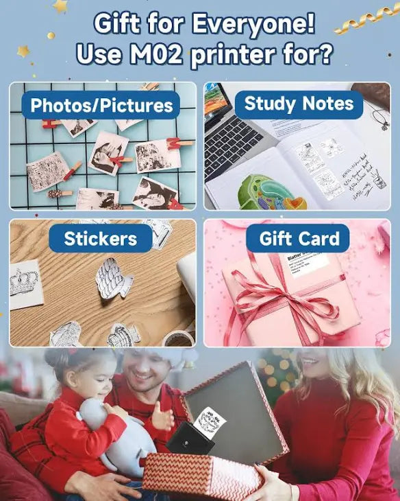 Phomemo Sticker Printer - M02 Label Maker Portable Bluetooth Thermal Sticker Printer for Notes, Gifts, Journals, Planners, Scrapbooking, and Creative Projects