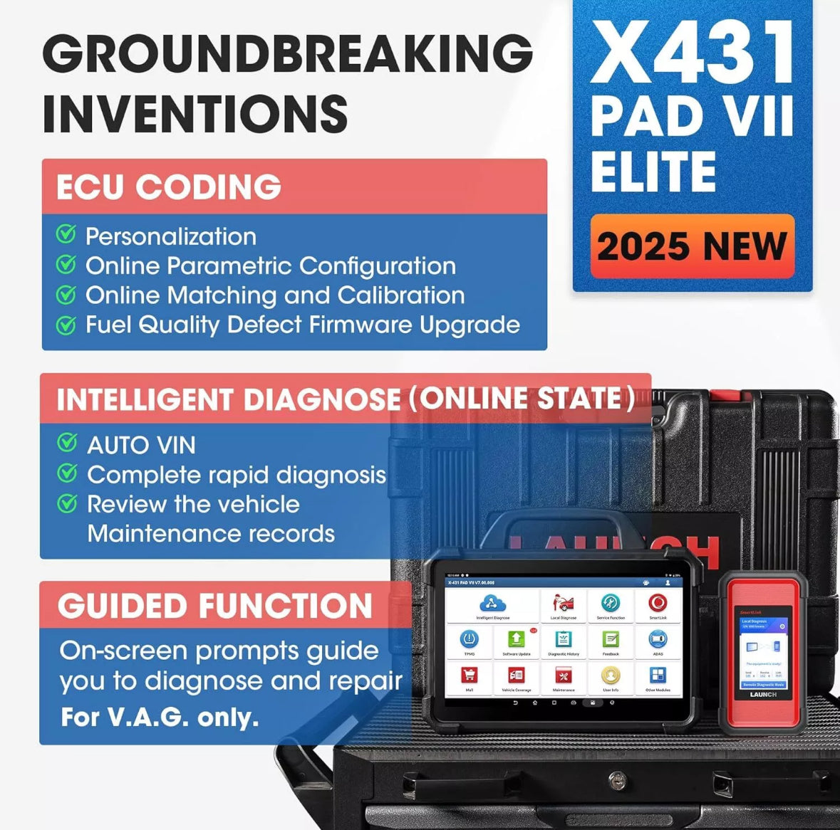 LAUNCH X431 PAD VII ELITE PAD7 PRO Diagnostic Scan Key Programming Coding & 2 Years Free Update