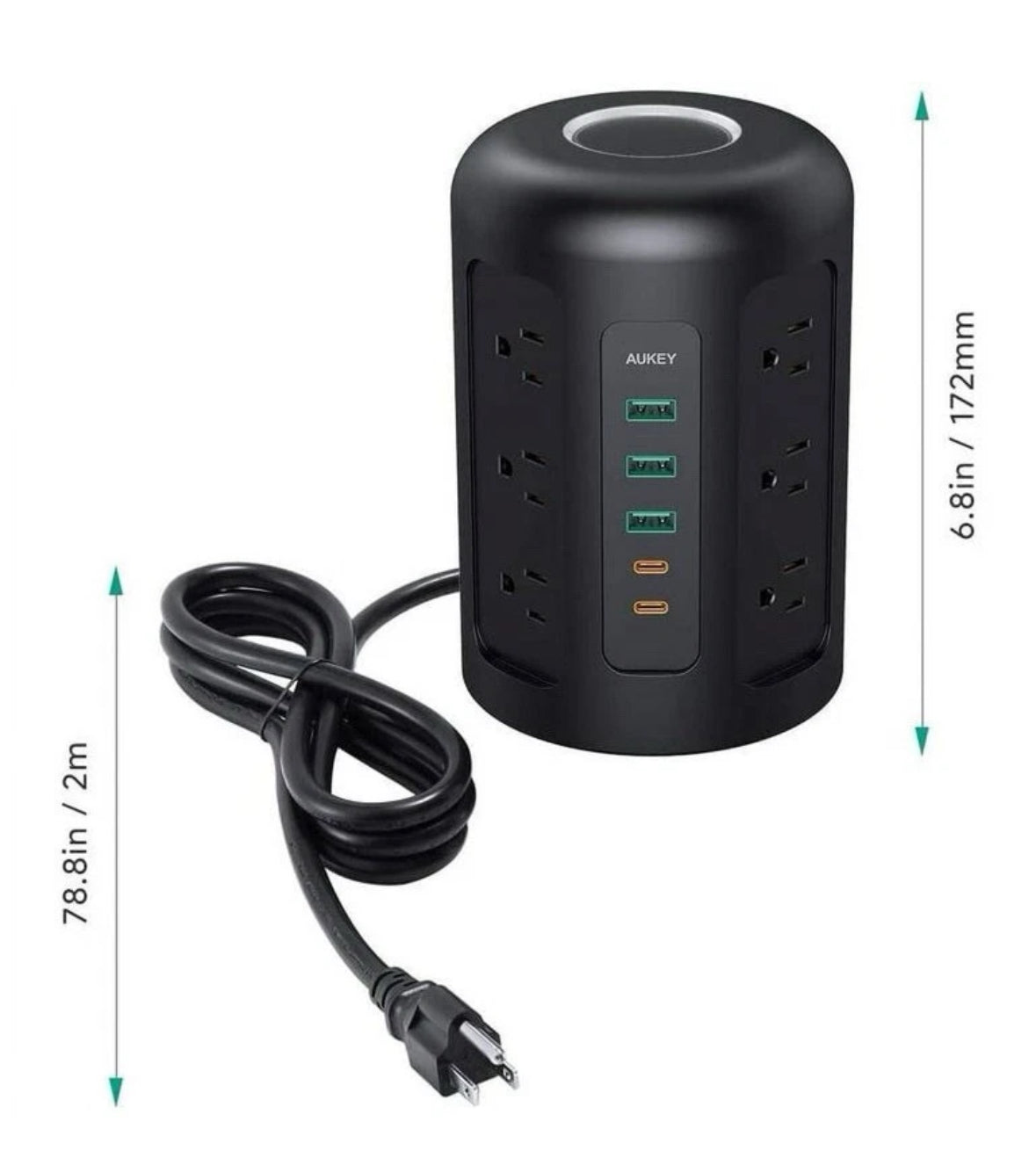 AUKEY PowerHub XL 12 Socket Power Hub AC USB USB-C Surge Protector PA-S24