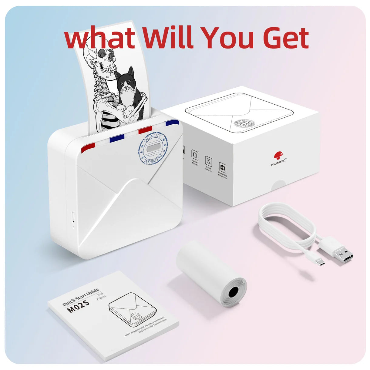 Phomemo M02S Mobile Mini Bluetooth Pocket Printer Compatible with iOS & Android