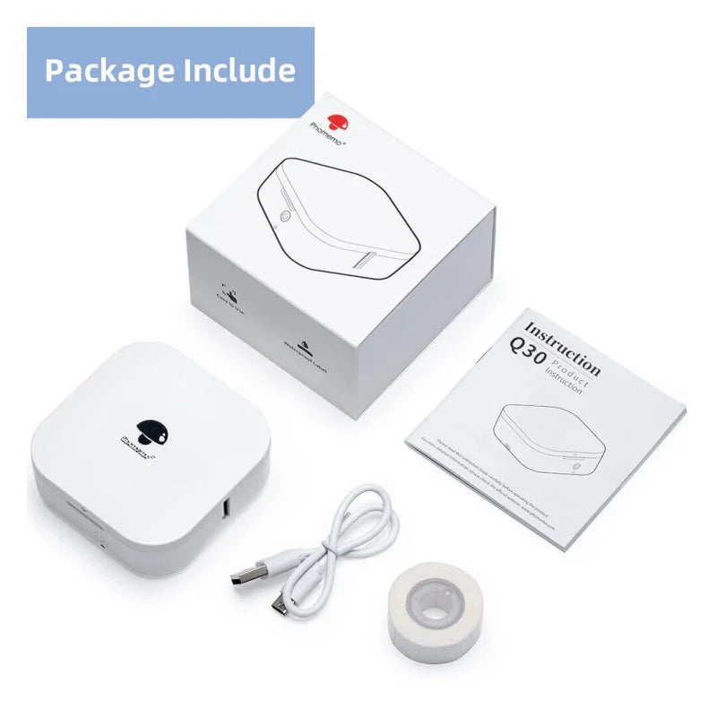 Phomemo Q30 Thermal Label Maker Inkless Machine Mini Portable Bluetooth Printer