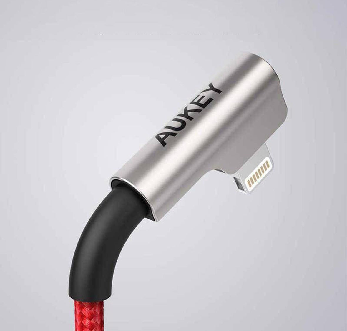 AUKEY Lightning to USB-A Right Angle Fast Charging Cables (6.6' Black + 6.6' Red Braided Mixed - 2pk) CB-AL01 - Black/Red