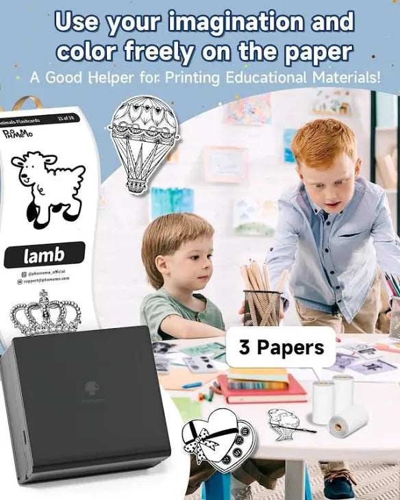 Phomemo Sticker Printer - M02 Label Maker Portable Bluetooth Thermal Sticker Printer for Notes, Gifts, Journals, Planners, Scrapbooking, and Creative Projects