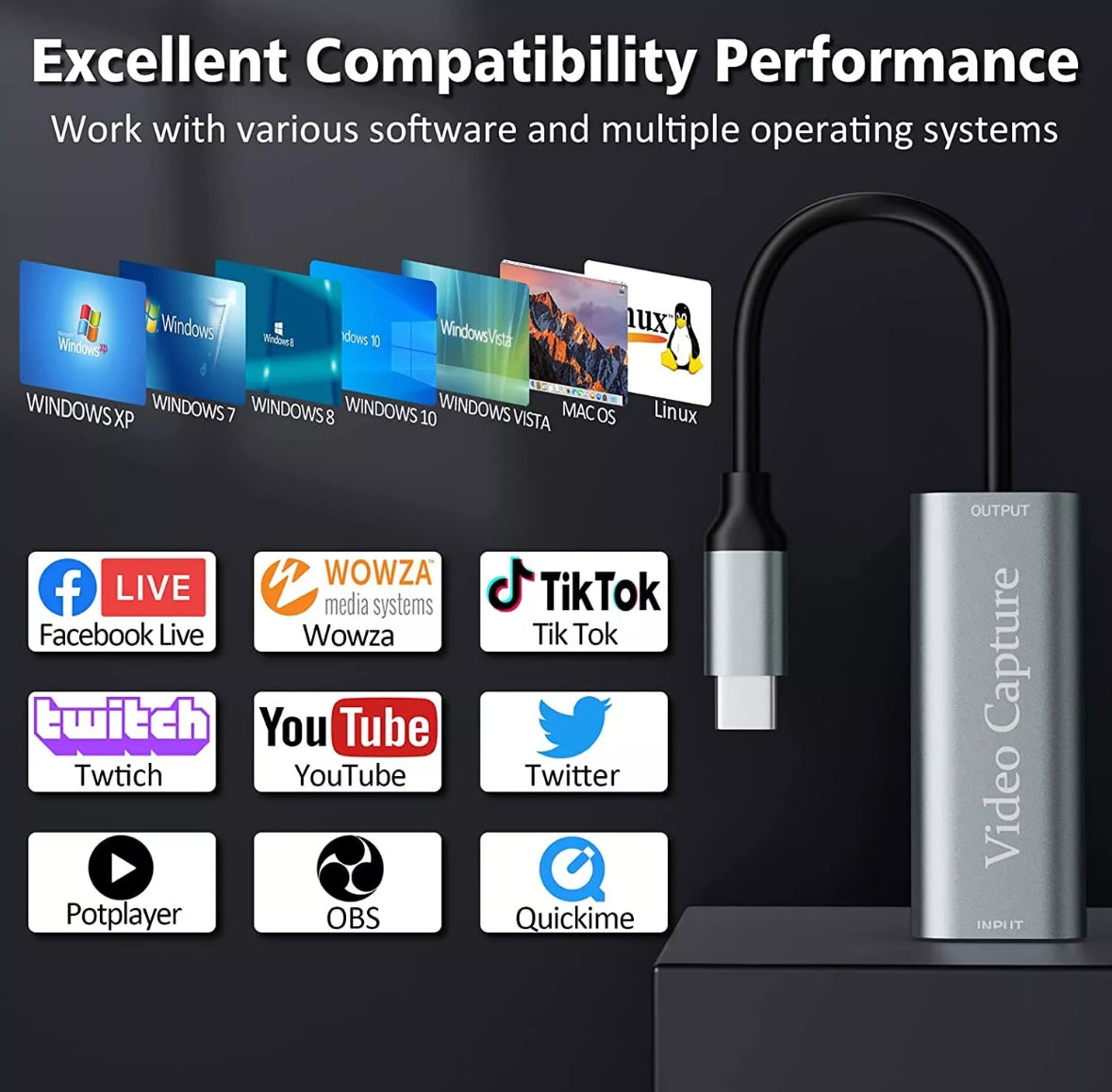 Video Capture Card HDMI Video Capture Card Device 4K USB3.0 1080P Video Capture