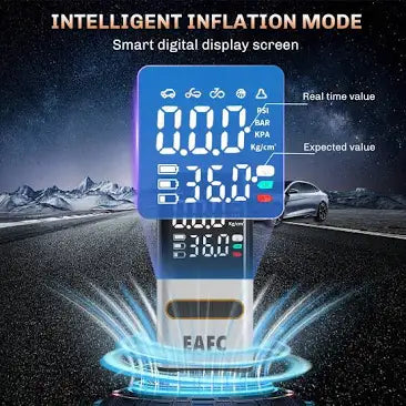 EAFC 150PSI Dual-screen Digital Display Air Pump, Portable Color Large-screen Wireless Air Pump, Digital Pressure Gauge, 19-cylinder Rapid Inflation with LED Light for Car, Motorcycle, Bike, Balls