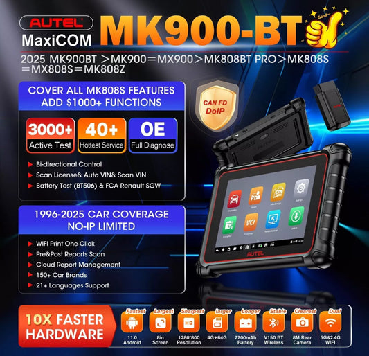 Autel MaxiCOM MK900BT PRO Full System Bidirectional OBD2 Scanner Tool & 1 Year Free Update