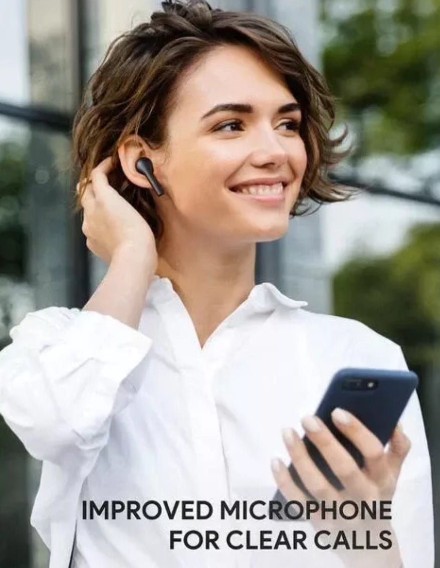 AUKEY EP-T21 True Wireless Earbuds, Bluetooth 5 Headphones with Immersive Sound, 30-Hour Playtime, Wireless Charging Case, USB-C Quick Charge, IPX6 and Noise Cancelling Mics