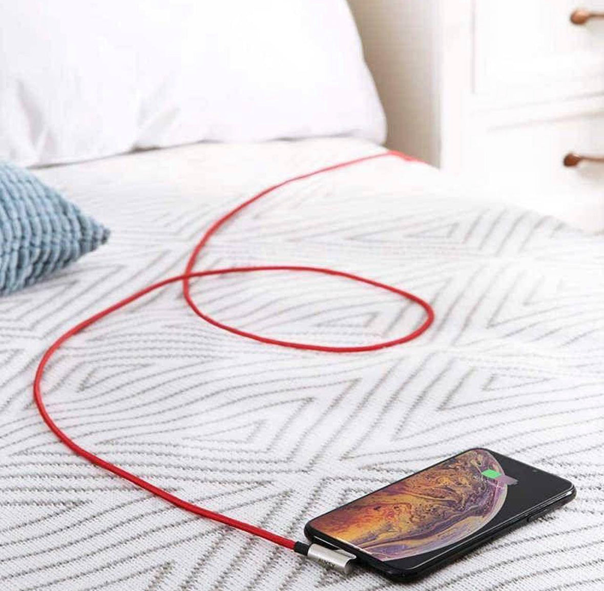 AUKEY Lightning to USB-A Right Angle Fast Charging Cables (6.6' Black + 6.6' Red Braided Mixed - 2pk) CB-AL01 - Black/Red